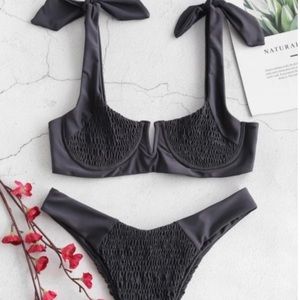 ZAFUL grey smocked bikini